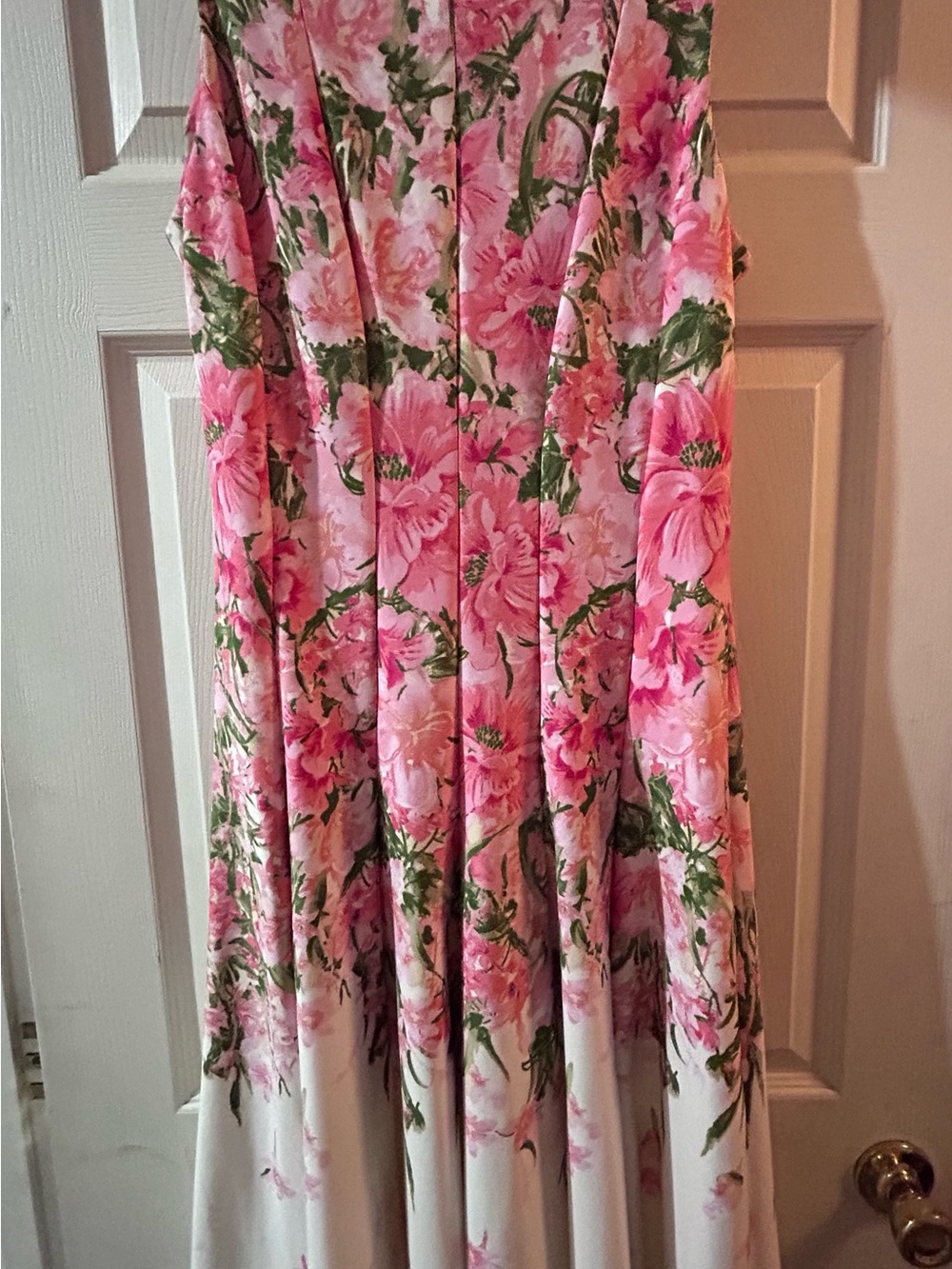 Julian Taylor Pink Floral A-Line Skirt with Green Accents